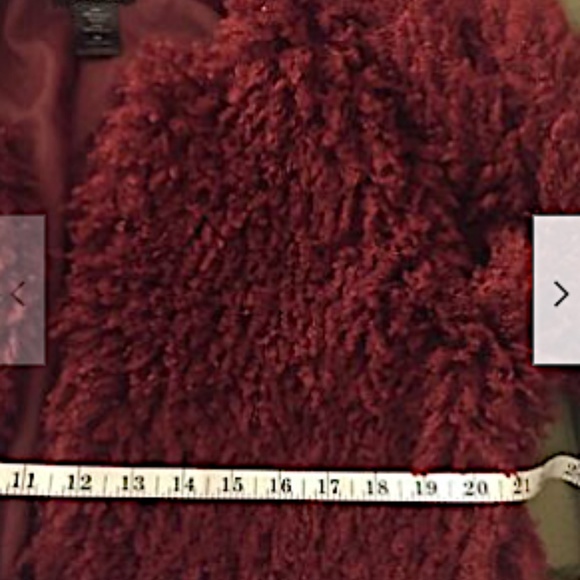 Fashion Nova Women's Shaggy Coat Fuzzy Burgundy XS - Picture 6 of 10